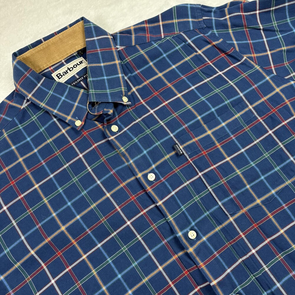 Barbour Shirt Mens XL Black Tailored Fit Long Sleeve Cotton Blend Button-Up